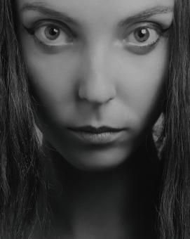 Free Stock Photo of Studio Portrait of Beautiful Girl - Black and White