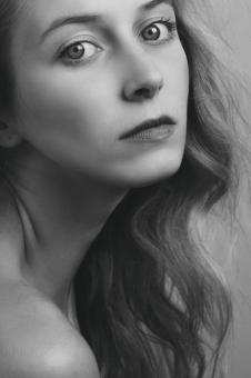 Free Stock Photo of Female Model Portrait - Black and White