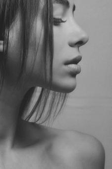 Free Stock Photo of Beautiful Female Profile - Black and White