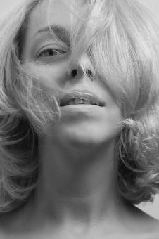 Free Stock Photo of Woman With Blond Hair - Black and White