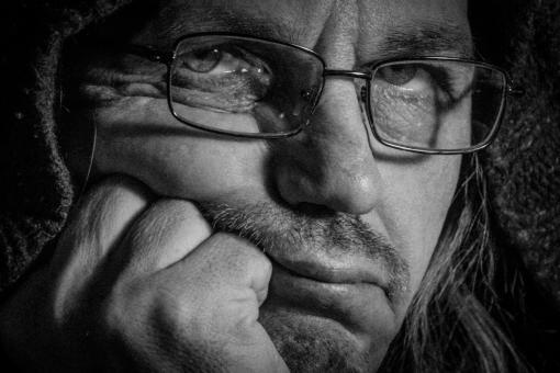 Free Stock Photo of Man Thinking - Black and White Portrait,