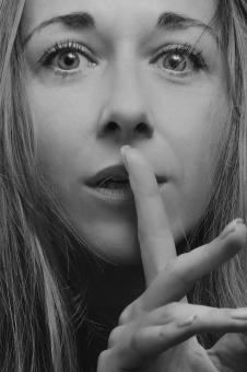 Free Stock Photo of Silence - Black and White Girl Portrait