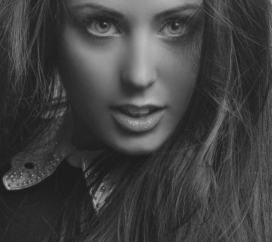 Free Stock Photo of Beautiful Brunette Model - Monochrome