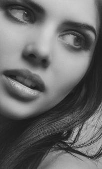 Free Stock Photo of Black and White Model - Portait