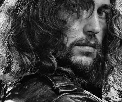 Free Stock Photo of Portrait of Man with Long Hair - Black and White