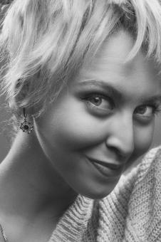 Free Stock Photo of Cute Girl - Black and White Portrait