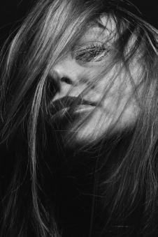 Free Stock Photo of Retro Woman Portrait - Black and White