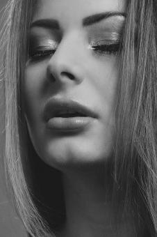 Free Stock Photo of Black and White Model - Closed Eyes Portrait