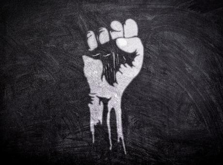 Free Stock Photo of Power to the People - Raised Fist on Blackboard