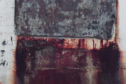 Free Stock Photo of Old Wood Panel Against Grunge Red Concrete