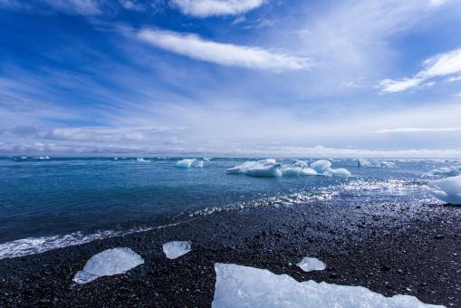 Free Stock Photo of Icebergs on Glacier Lagoon Beach