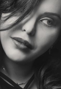 Free Stock Photo of Girl Closeup - Black and White Female Portrait