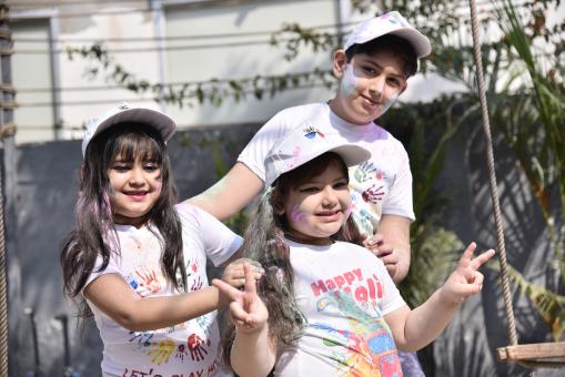 Free Stock Photo of Holi Shoot Kids Posing