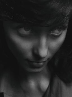 Free Stock Photo of Shy Girl Portrait in Black and White