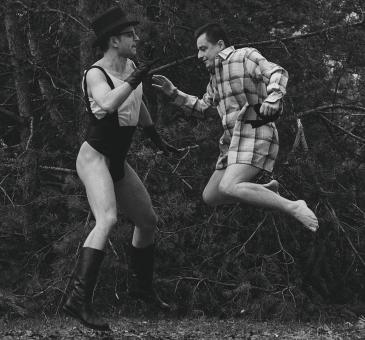 Free Stock Photo of Men Jumping Outdoors - Black and White