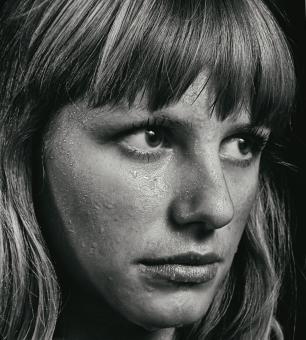 Free Stock Photo of Serious Wet Girl Portrait - Monochrome