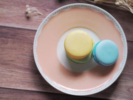 Free Stock Photo of French dessert - three colorful macaroons