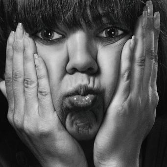 Free Stock Photo of Girl Pouting - Black and White Portrait