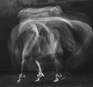 Free Stock Photo of Girl Motion Trail - Black and White