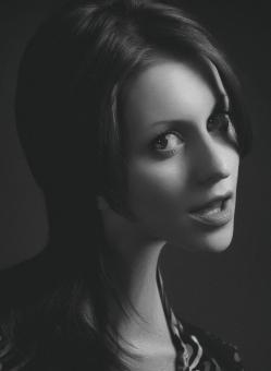 Free Stock Photo of Beautiful Dark Hair Girl - Monochrome Portrait