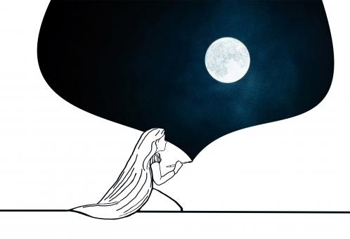 Free Stock Photo of Childhood Dreams - A Little Girl Paints the Moon