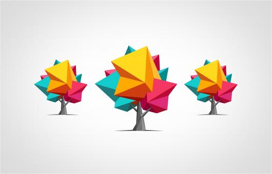Free Stock Photo of Abstract Colorful Polygonal Trees