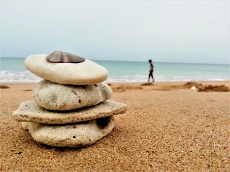 Free Stock Photo of Beach Rocks and Person in Brighton