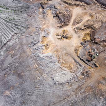 Free Stock Photo of Aerial view over the building materials processing factory