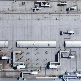 Free Stock Photo of Aerial View of Factory Roof