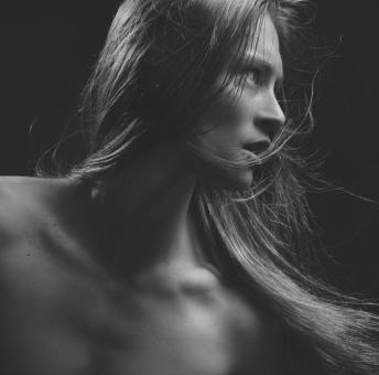 Free Stock Photo of Young Male with Long Hair - Monochrome Profile