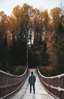 Free Stock Photo of Man Standing on Bridge