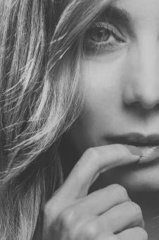 Free Stock Photo of Blond Girl Half Portrait - Monochrome