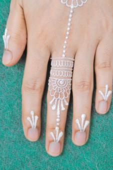 Free Stock Photo of Malay Wedding- White Henna Tattoo Closeup