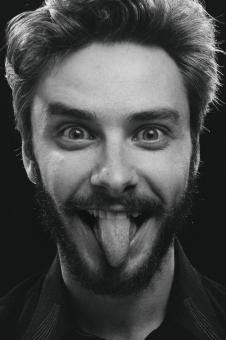 Free Stock Photo of Silly Male Portrait - Black and White