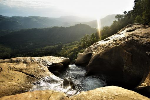 Free Stock Photo of Tropical waterfall falls from the mountain