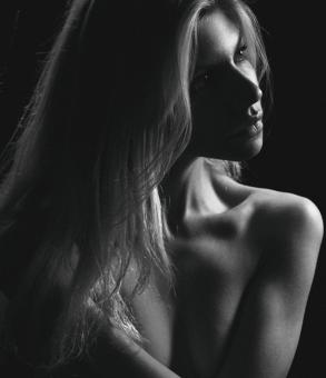 Free Stock Photo of Low Key Beauty Portrait - Black and White