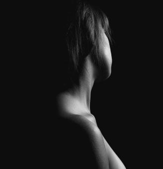 Free Stock Photo of Female Side Profile - Neck and Shoulder - Black and White