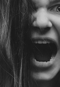 Free Stock Photo of Screaming Girl - Monochrome
