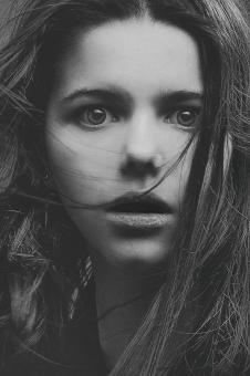 Free Stock Photo of Girl Afraid - Monochrome Portrait