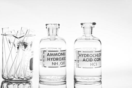 Free Stock Photo of Chemical glassware - bottles and test tubes