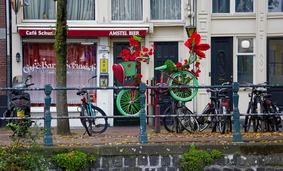 Free Stock Photo of Decorated Bicycle on the Streets of Amsterdam