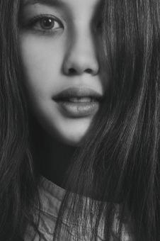 Free Stock Photo of Asian Female Portrait - Monochrome
