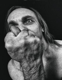 Free Stock Photo of Man Making a Fist - Monochrome Portrait