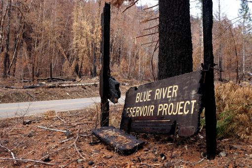 Free Stock Photo of Blue River Reservoir Project sign