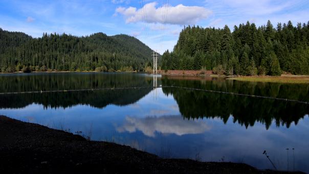 Free Stock Photo of Powerlines over Trailhead Reservoir