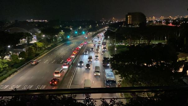 Free Stock Photo of Night vibes at Singapore Airport Road
