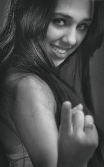 Free Stock Photo of Come On - Brunette Beauty Portrait - Monochrome