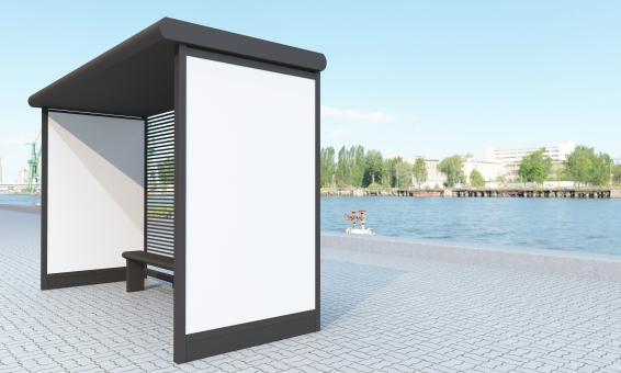 Free Stock Photo of Modern Bus Stop - Advertising Panel Mockup