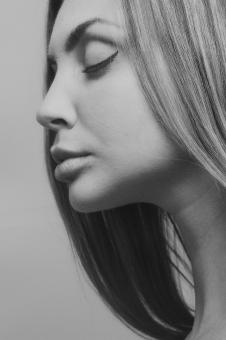 Free Stock Photo of Girl Profile - Closed Eyes - Monochrome
