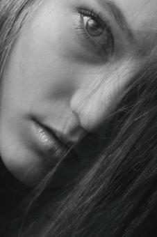 Free Stock Photo of Young Girl Half Portrait in Monochrome